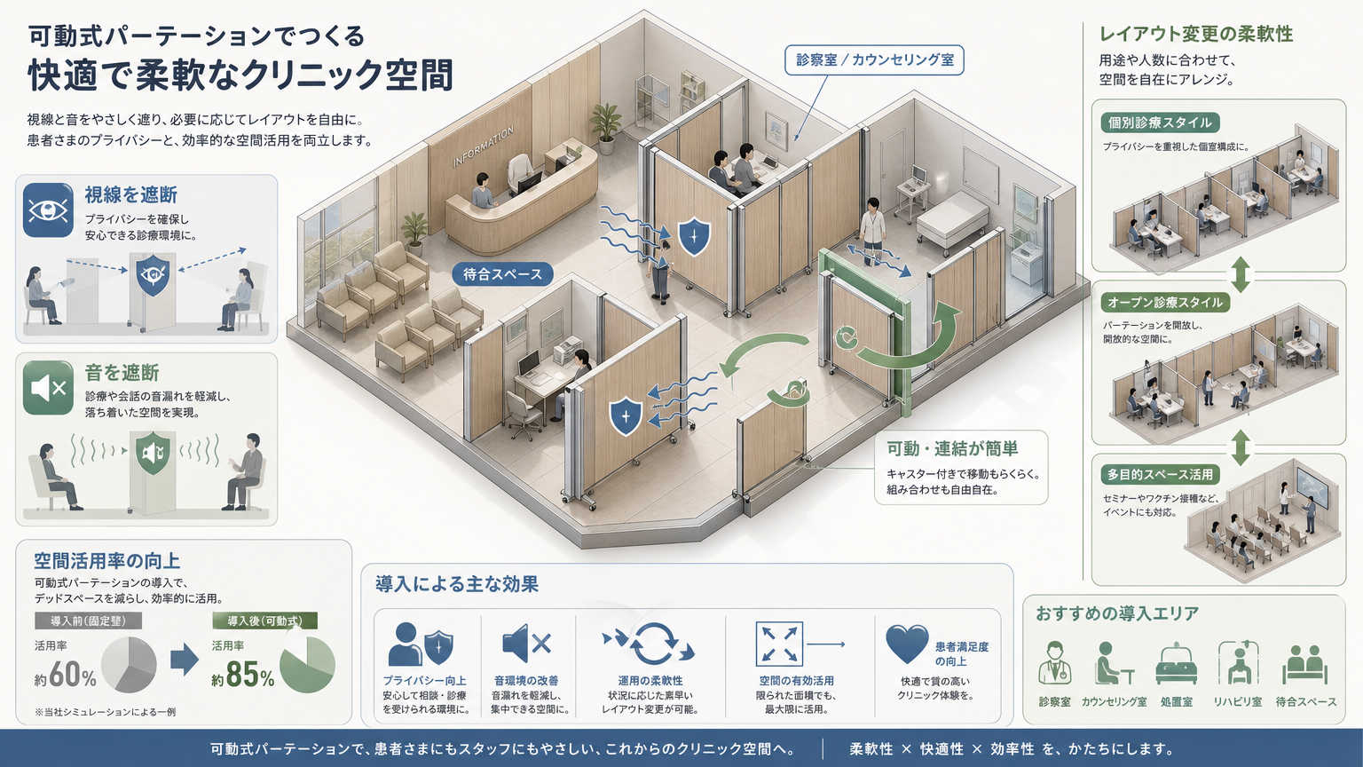 パーテーションを活用した診察室の動線設計手法
