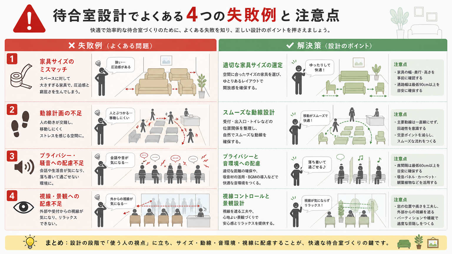 待合室の作り方でよくある失敗例と注意点